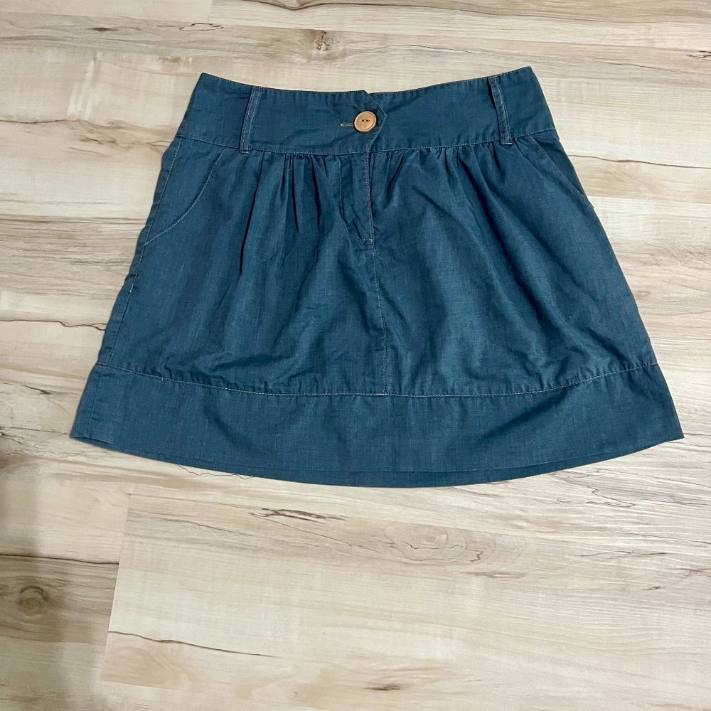 Mimi Chica Gray/Blue Skirt Front Button with Pockets Size M Summer Staple!